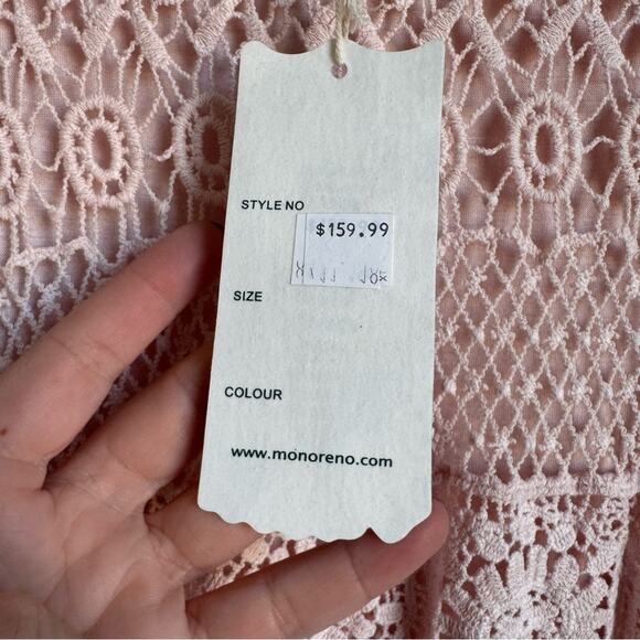 MONORENO BILTMORE TWO PIECE CROCHET & LACE MAXI Light Pink feminine summer - Picture 5 of 14